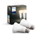 KÉSZLET 2x LED Dimmelhető izzó Philips Hue WHITE E27/9W/230V 2700K