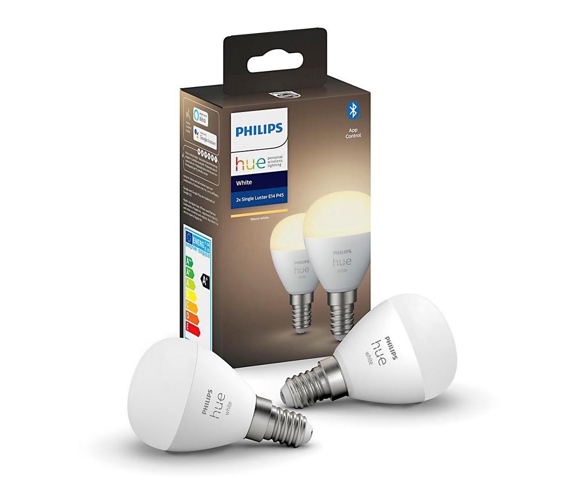 KÉSZLET 2x LED Dimmelhető izzó Philips Hue WHITE P45 E14/5,5W/230V 2700K 871951426690200