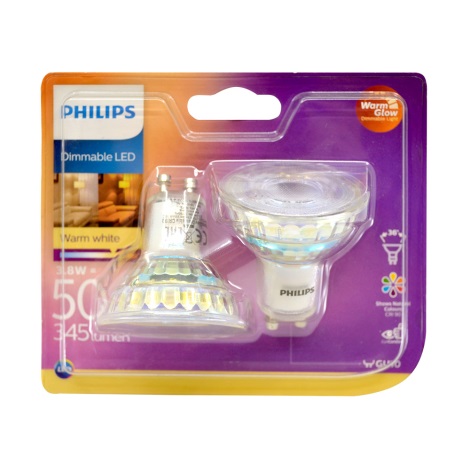 KÉSZLET 2x LED Dimmelhető izzó Philips Warm Glow GU10/3,8W/230V 2200-2700K