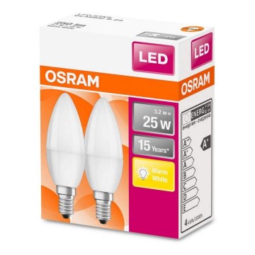 KÉSZLET 2x LED Izzó B25 E14/3,2W/230V 2700K - Osram