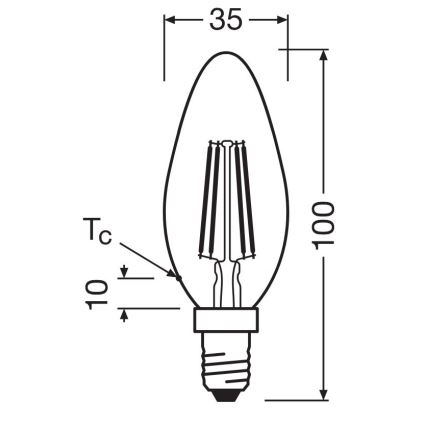 KÉSZLET 2x LED Izzó FILAMENT B35 E14/4W/230V 4000K - Osram
