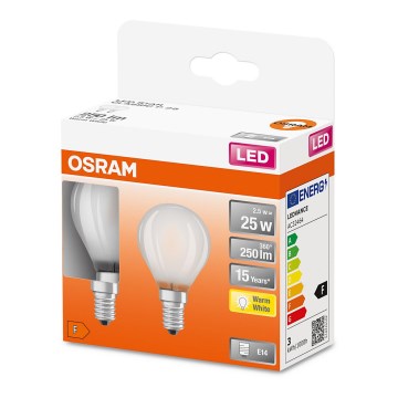 KÉSZLET 2x LED Izzó P45 E14/2,5W/230V 2700K - Osram