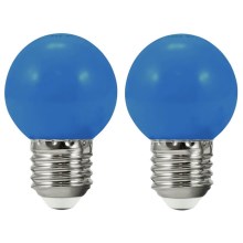 KÉSZLET 2x LED Izzó PARTY E27/0,5W/36V kék