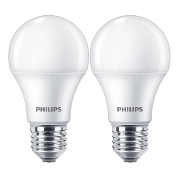 KÉSZLET 2x LED Izzó Philips A60 E27/10W/230V 4000K