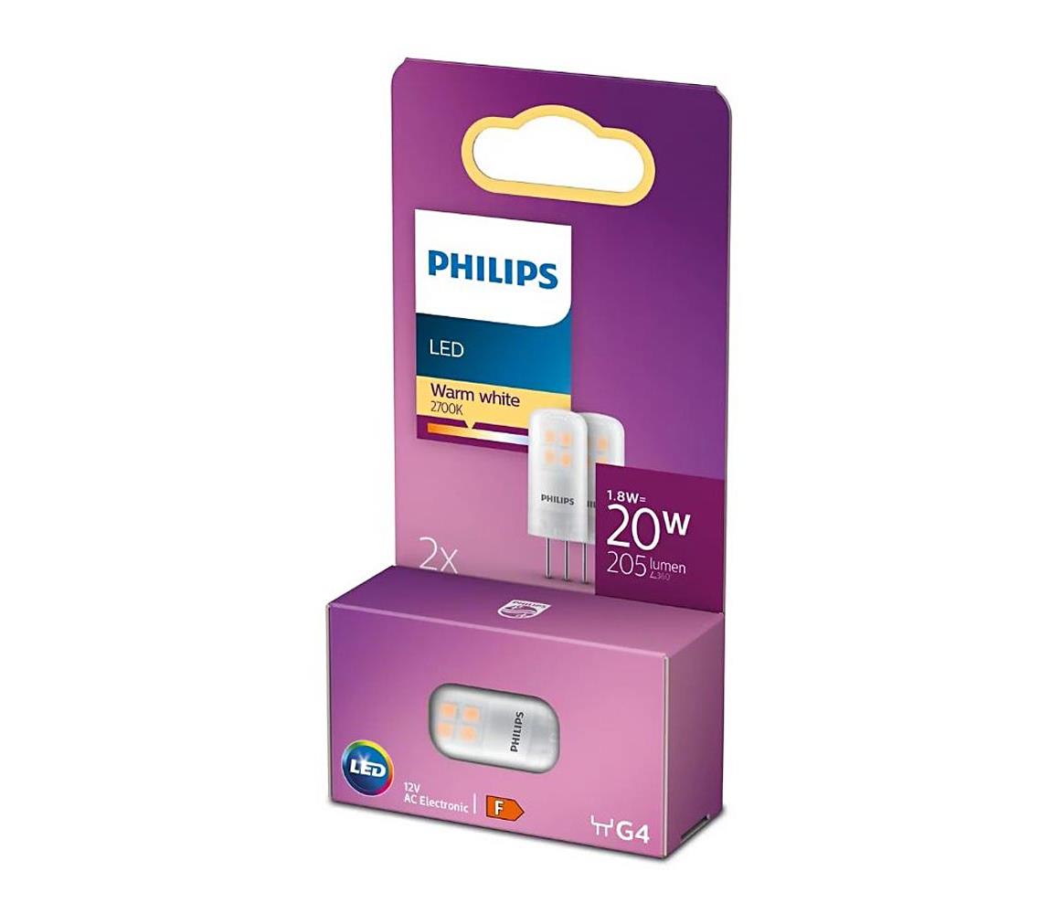 KÉSZLET 2x LED Izzó Philips G4/1,8W/12V 2700K 8718699767853