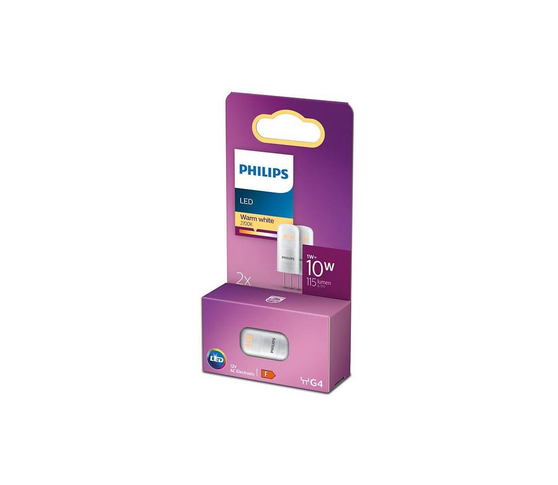 KÉSZLET 2x LED Izzó Philips G4/1W/12V 2700K 8718699767877