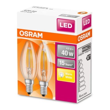 KÉSZLET 2x LED Izzó VINTAGE B35 E14/4W/230V 2700K - Osram