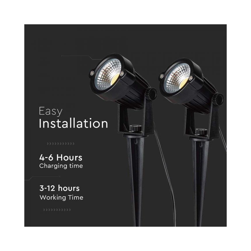 KÉSZLET 2x LED Kültéri napelemes lámpa 2xLED/1,2W/3,7V IP65 3000K 4000 mAh