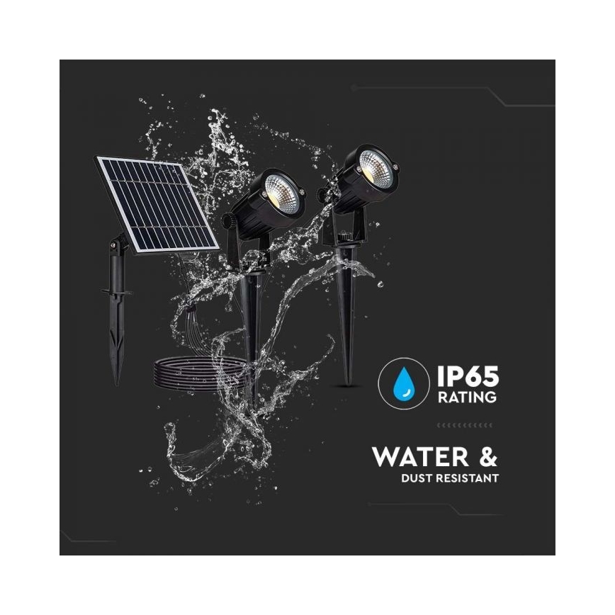 KÉSZLET 2x LED Kültéri napelemes lámpa 2xLED/1,2W/3,7V IP65 3000K 4000 mAh