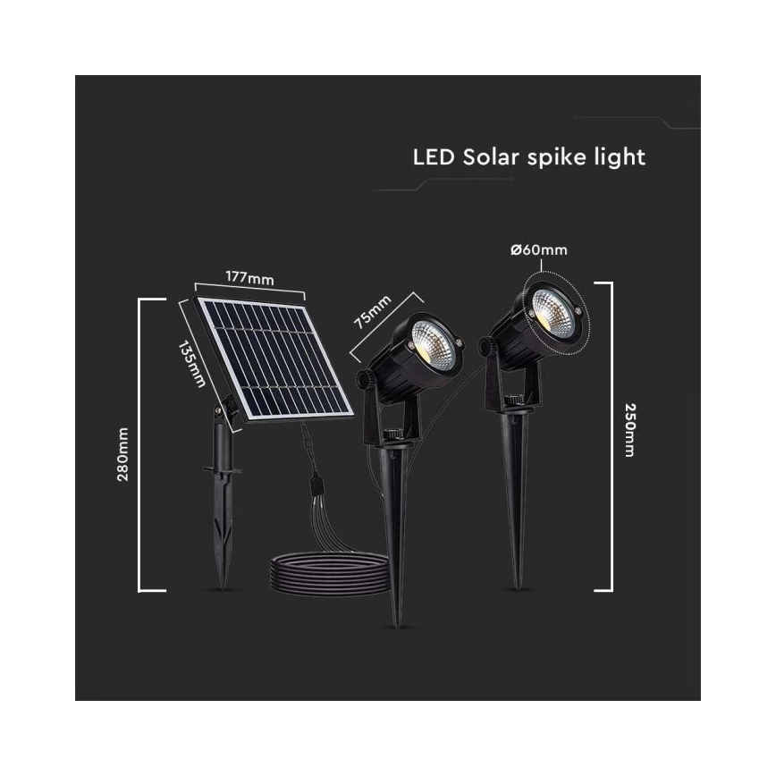 KÉSZLET 2x LED Kültéri napelemes lámpa 2xLED/1,2W/3,7V IP65 3000K 4000 mAh
