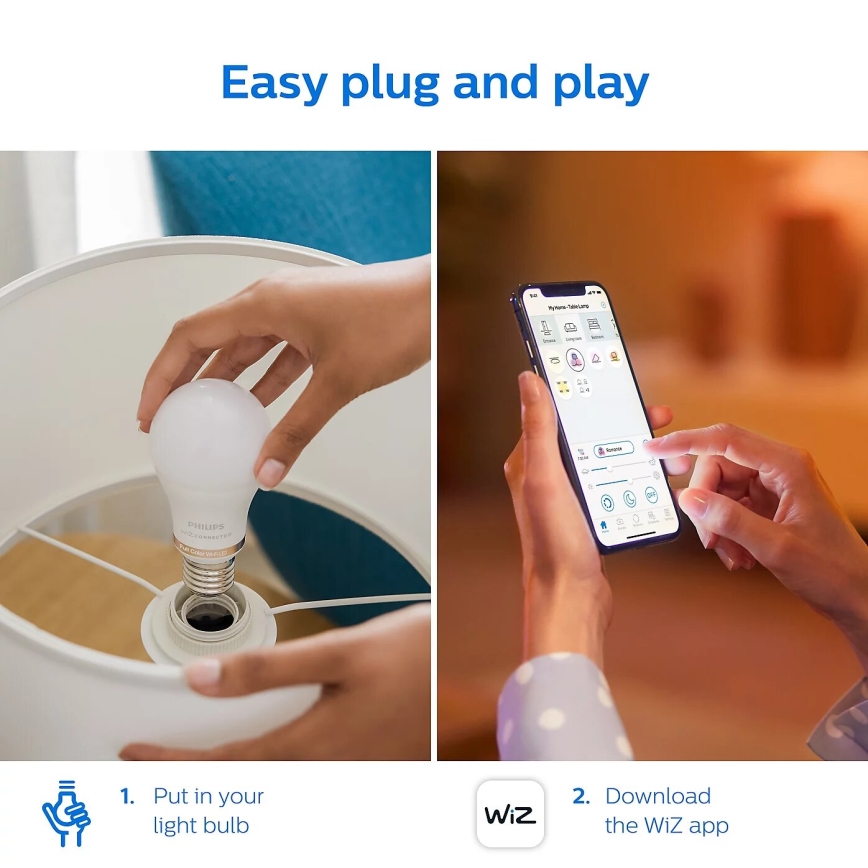 KÉSZLET 2x LED RGB Dimmelhető izzó Philips A60 E27/8W/230V Wi-Fi