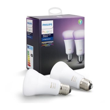 KÉSZLET 2x LED RGB Dimmelhető izzó Philips Hue WHITE AND COLOR E27/10W/230V