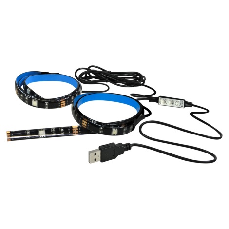 Készlet 2x LED RGB Szalag LED-RGB/4,8W/USB TV üzem