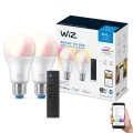 KÉSZLET 2x LED RGBW Dimmelhető izzó A60 E27/8,5W/230V 2200-6500K Wi-Fi + távirányítás - WiZ