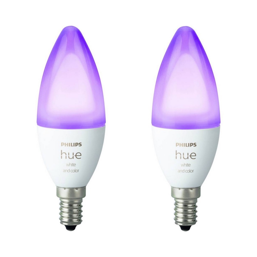 KÉSZLET 2x LED Szabályozható izzó Philips Hue WHITE AND COLOR AMBIANCE B39 E14/5,3W/230V 2200K - 6500K