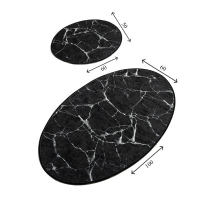 SZETT 2x Fürdőszobai szőnyeg MARBLE 50x60/60x100 cm fekete