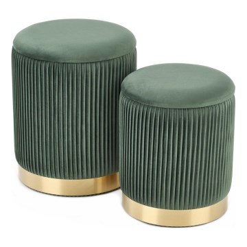 KÉSZLET 2x Taburet MONTY átm. 36/44 cm zöld/arany