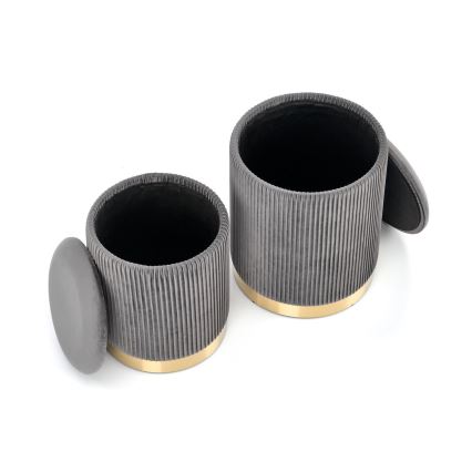 KÉSZLET 2x Taburet MONTY átm. 36/66 cm szürke/arany