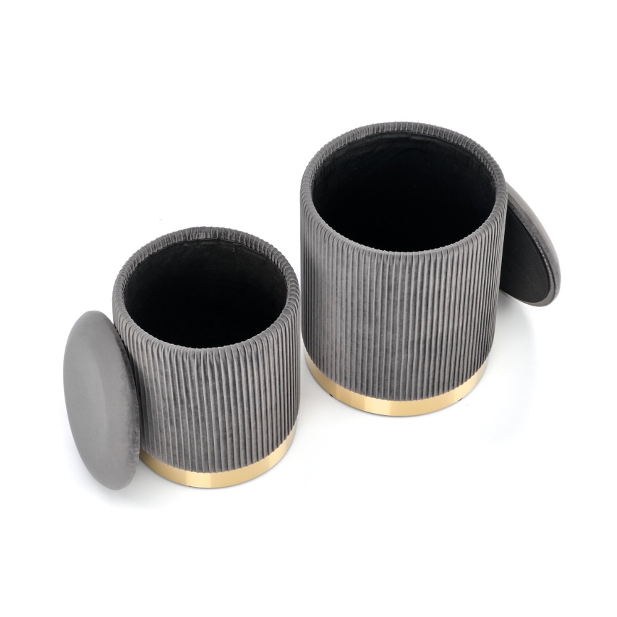 KÉSZLET 2x Taburet MONTY átm. 36/66 cm szürke/arany