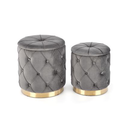 KÉSZLET 2x Taburet POLLY átm. 40/44 cm szürke/arany