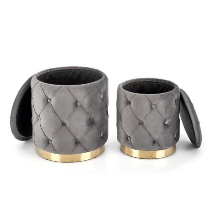 KÉSZLET 2x Taburet POLLY átm. 40/44 cm szürke/arany