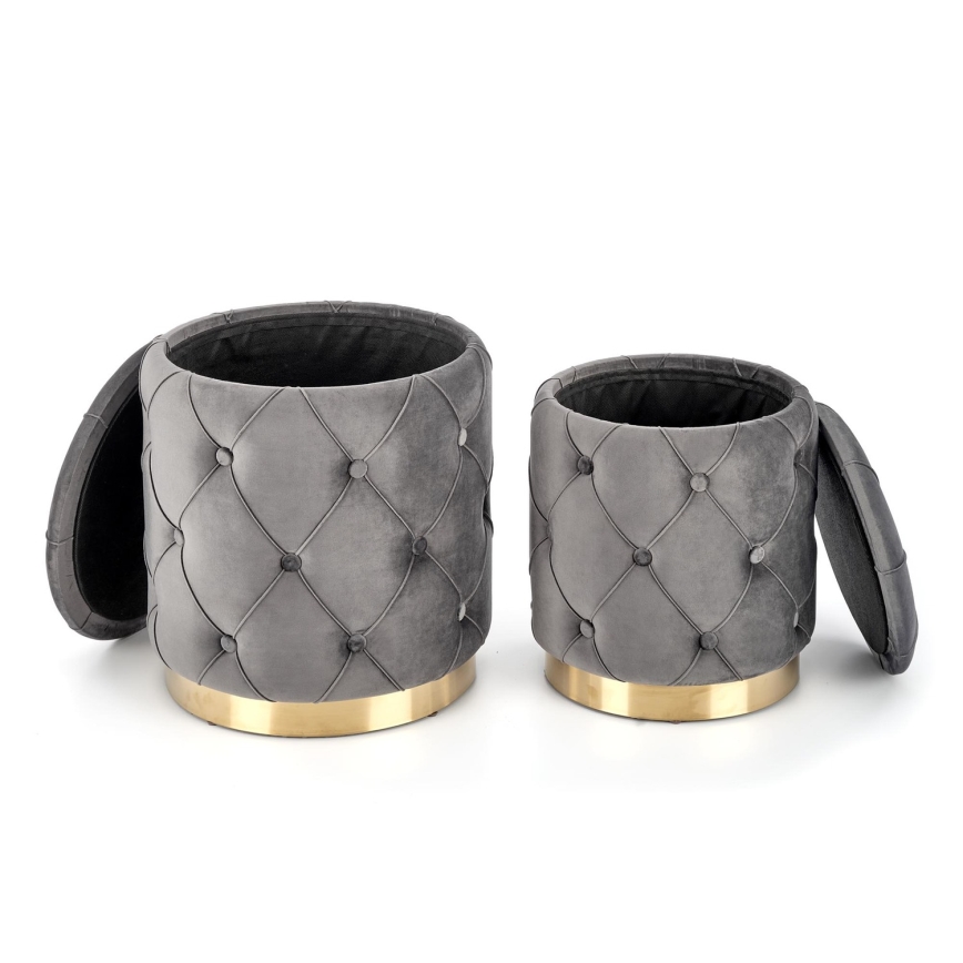 KÉSZLET 2x Taburet POLLY átm. 40/44 cm szürke/arany