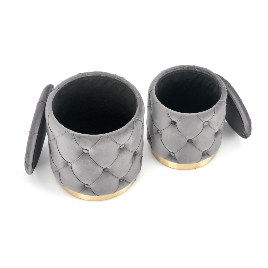 KÉSZLET 2x Taburet POLLY átm. 40/44 cm szürke/arany