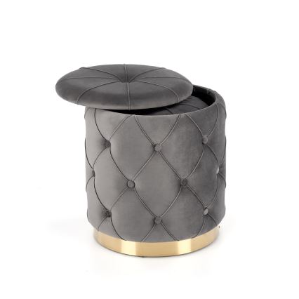 KÉSZLET 2x Taburet POLLY átm. 40/44 cm szürke/arany