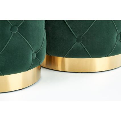 KÉSZLET 2x Taburet POLLY átm. 40/44 cm zöld/arany