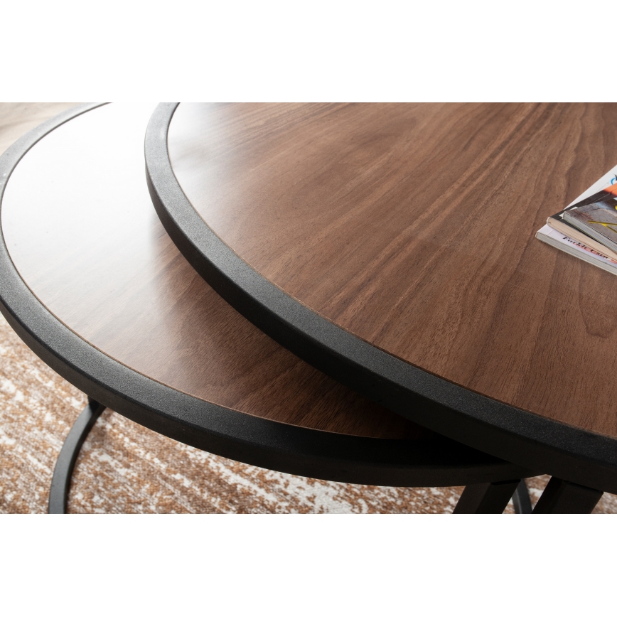 SZETT 2x TAMBUR dohányzóasztal fekete/barna