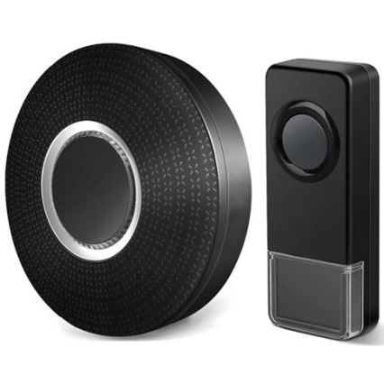 KÉSZLET 2x Vezeték nélküli csengő konnektorba 230V 1xA23 IP55 fekete