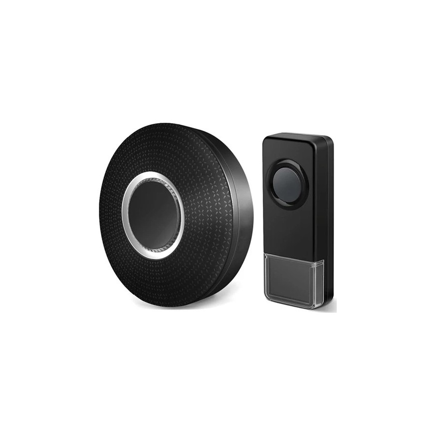 KÉSZLET 2x Vezeték nélküli csengő konnektorba 230V 1xA23 IP55 fekete