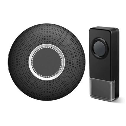 KÉSZLET 2x Vezeték nélküli csengő konnektorba 230V 1xA23 IP55 fekete