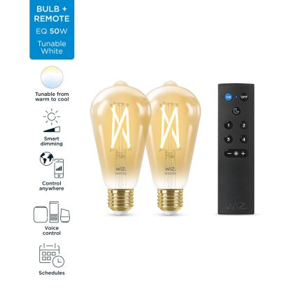 KÉSZLET 2x LED Dimmelhető izzó ST64 E27/7W/230V 2000-5000K CRI 90 Wi-Fi + távirányítás - WiZ