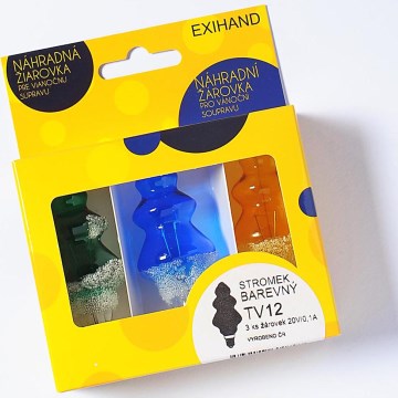 KÉSZLET 3 x tartalék izzó TREE E10/20V/0,1A színes, Európában készült
