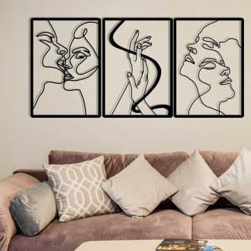 KÉSZLET 3x Fali dekoráció 109x50 cm szerelem fém