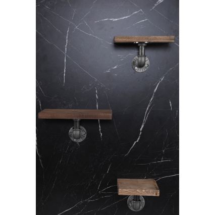 KÉSZLET 3x Fali polc BORURAF fenyő/fekete