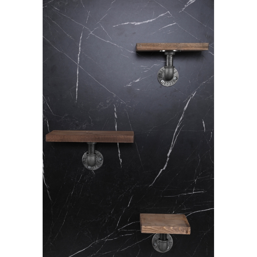 KÉSZLET 3x Fali polc BORURAF fenyő/fekete