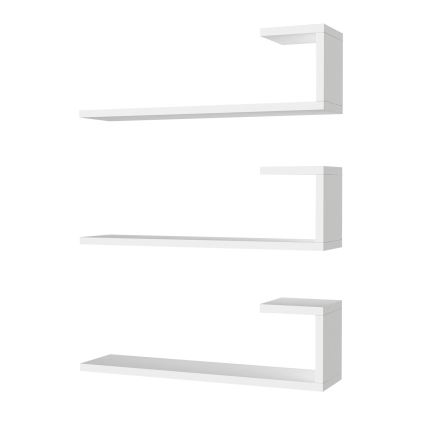 KÉSZLET 3x Fali polc EMILY 18x60 cm fehér