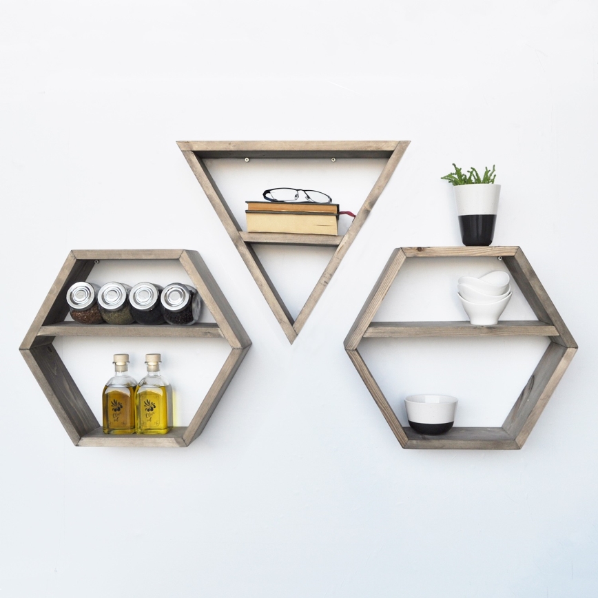 KÉSZLET 3x Fali polc fenyő