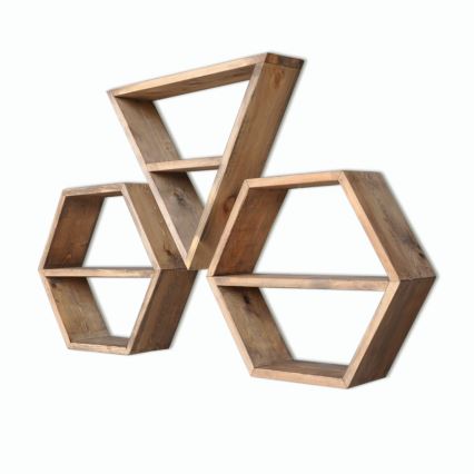 KÉSZLET 3x Fali polc fenyő