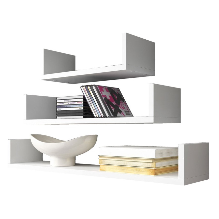 KÉSZLET 3x Fali polc TRIO fehér