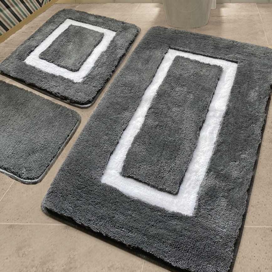 KÉSZLET 3x Fürdőszoba szőnyeg 60/60/100 cm antracit