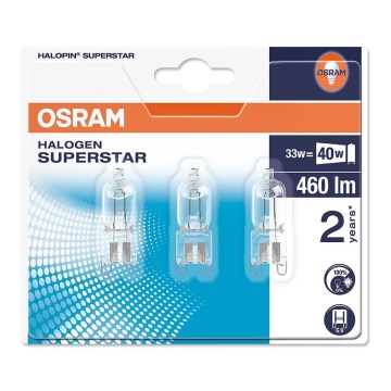 KÉSZLET 3x Halogén izzó HALOPIN G9/33W/230V 2700K - Osram