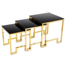 KÉSZLET 3x Kávésasztal SAMMEN arany/fekete