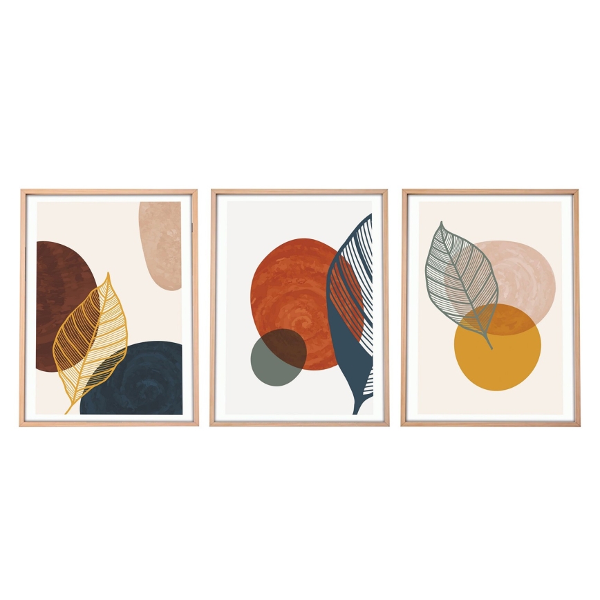 KÉSZLET 3x Kép képkeretben 50x70 cm színes