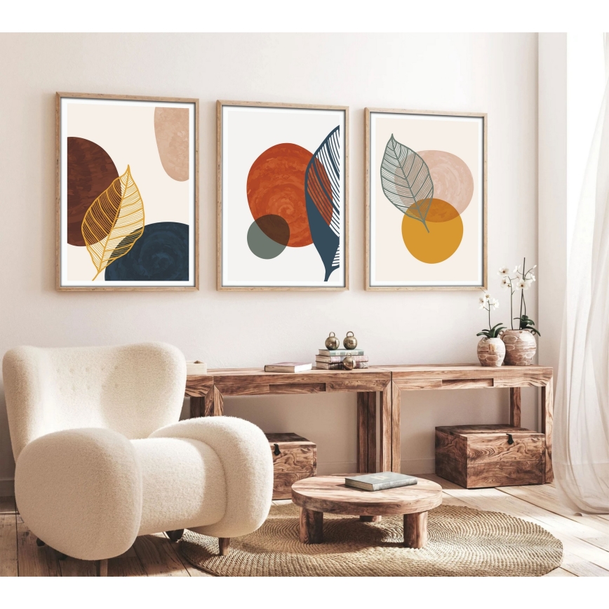 KÉSZLET 3x Kép képkeretben 50x70 cm színes