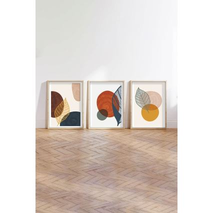 KÉSZLET 3x Kép képkeretben 50x70 cm színes