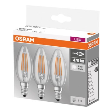 KÉSZLET 3x LED Izzó BASE VINTAGE B40 E14/4W/230V 4000K – Osram