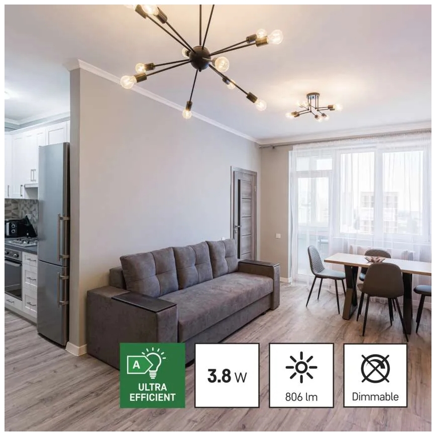KÉSZLET 3x LED Izzó FILAMENT A60 E27/3,8W/230V 2700K Energiaosztály A